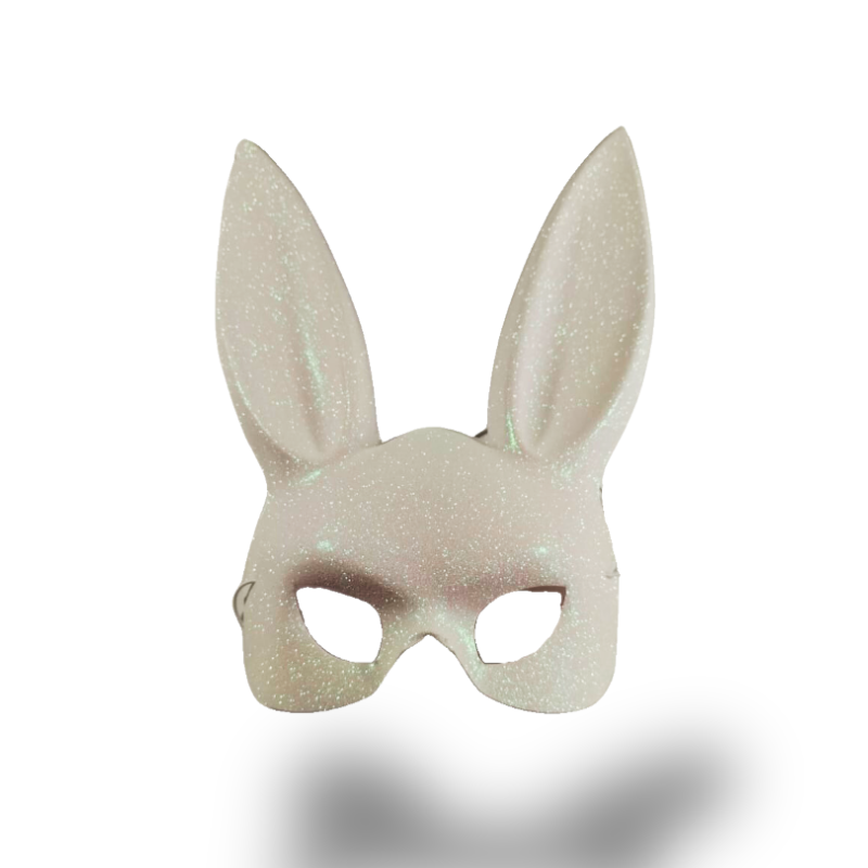 Antifaz de Conejo Perlado Blanco Elegante