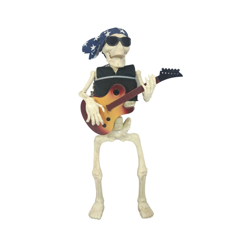 Calavera Guitarrista (Pañuelo azul, 37 CM de alto)
