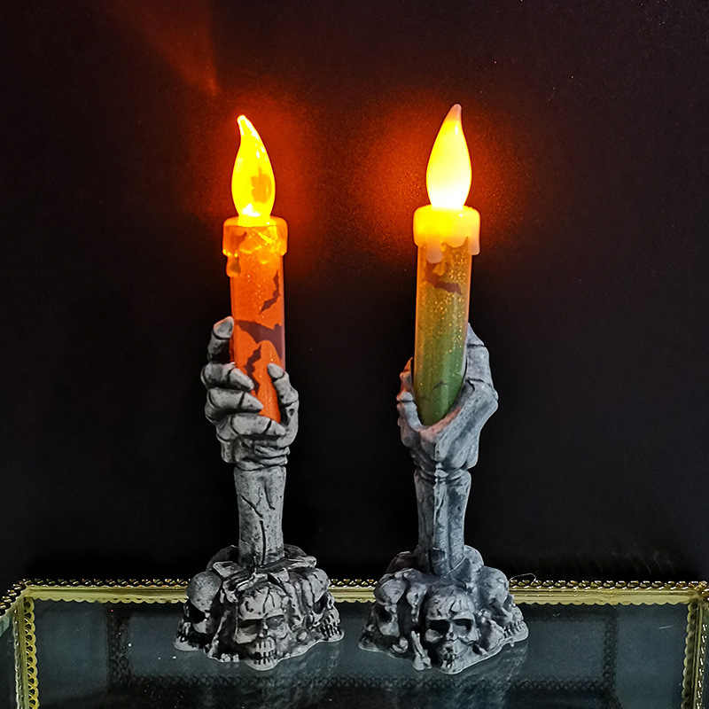 Candelabro Led Mano Huesuda (1 Vela)