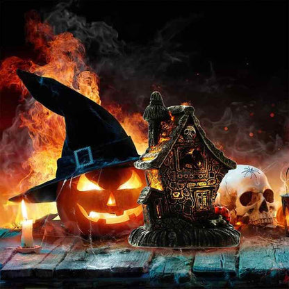 Halloween Mini Casa Embrujada Iluminada Led Para Fiesta De Halloween