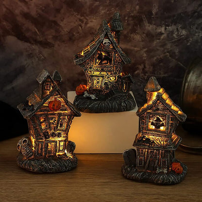 Halloween Mini Casa Embrujada Iluminada Led Para Fiesta De Halloween