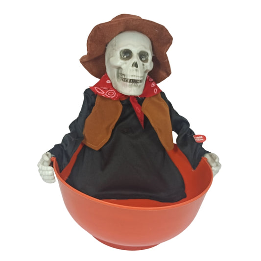 Calavera Interactiva para contener dulce con Sonido y Luz (Vaquero)