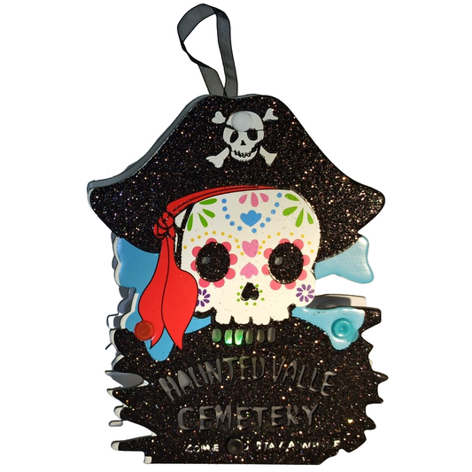 Tarjetas Dobles Led Colgante O De Sobremesa (Cráneo Pirata)