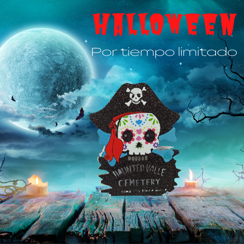 Tarjetas Dobles Led Colgante O De Sobremesa (Cráneo Pirata)