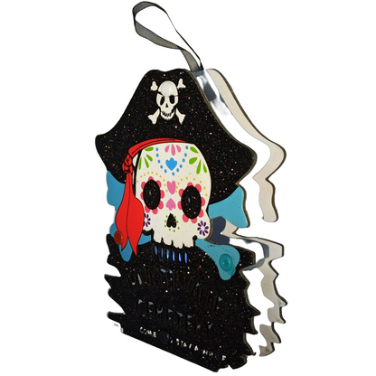 Tarjetas Dobles Led Colgante O De Sobremesa (Cráneo Pirata)