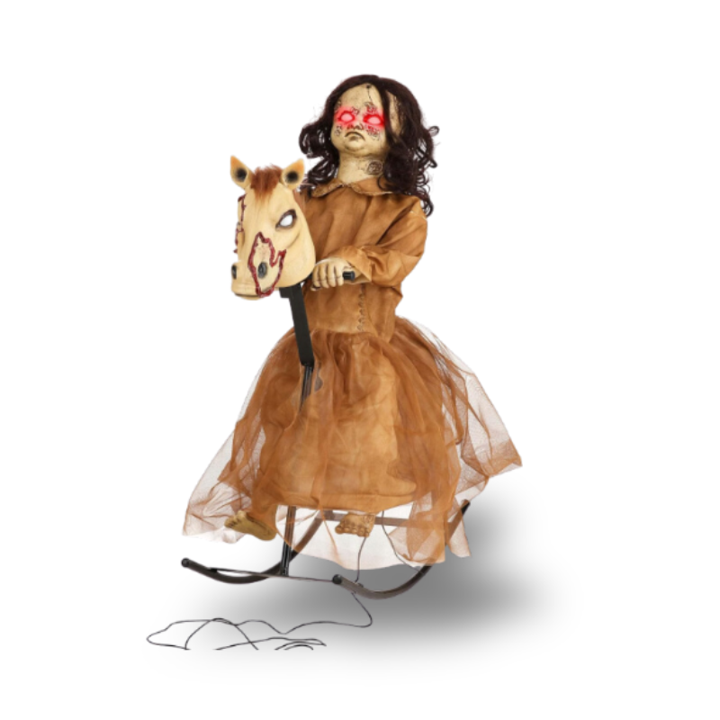 Muñeca Poseída con Caballo Animatronics Halloween