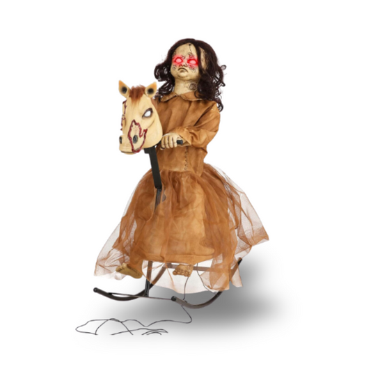 Muñeca Poseída con Caballo Animatronics Halloween