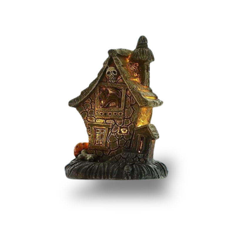 Halloween Mini Casa Embrujada Iluminada Led Para Fiesta De Halloween