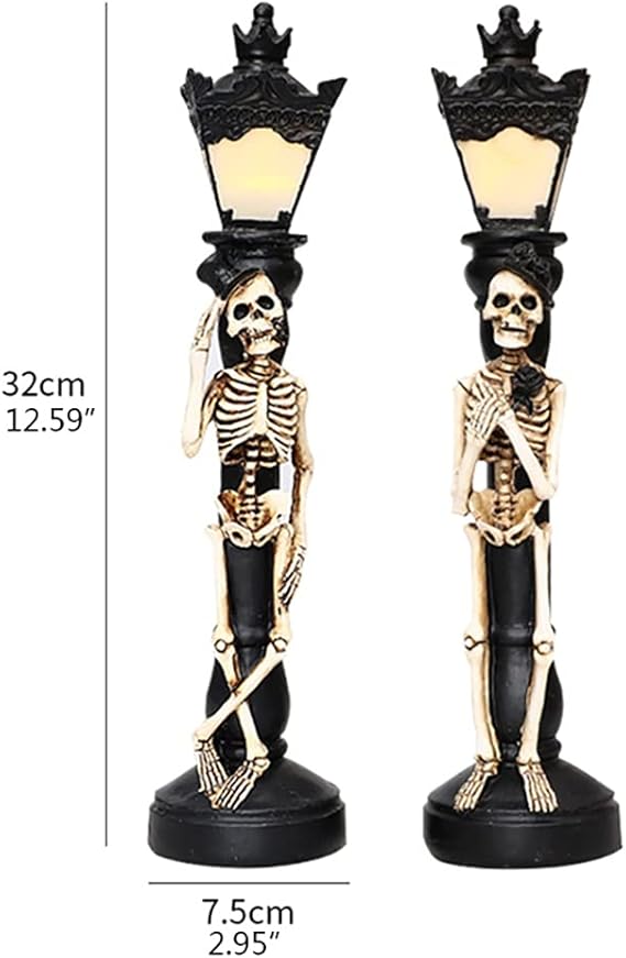 Par de hermosos faroles esqueleto con lampara led (Hombre y Mujer)