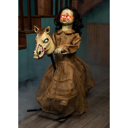 Muñeca Poseída con Caballo Animatronics Halloween