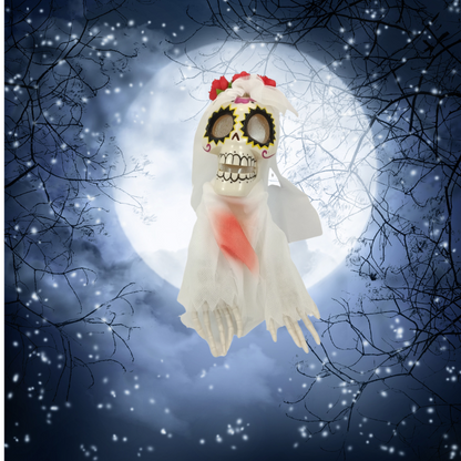 Novia calavera blanca Parlante (Repite lo que dices)