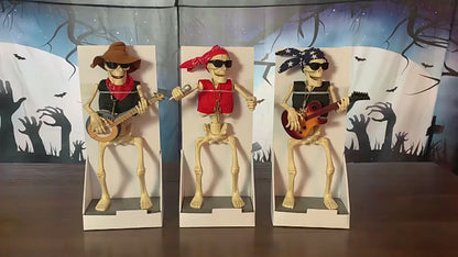 Calavera Guitarrista (Pañuelo azul, 37 CM de alto)